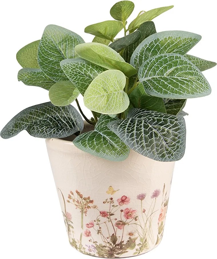 Keramický obal na kvetináč s lúčnymi kvetmi Flowers of Love S - Ø 12*10 cm