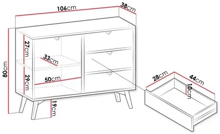 Komoda Les II 106 cm béžová