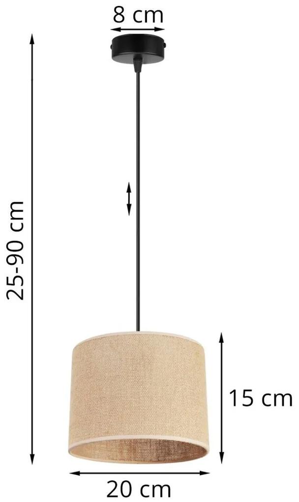 Závesné svietidlo JUTA, 1x jutové tienidlo, (výber z 2 farieb konštrukcie)