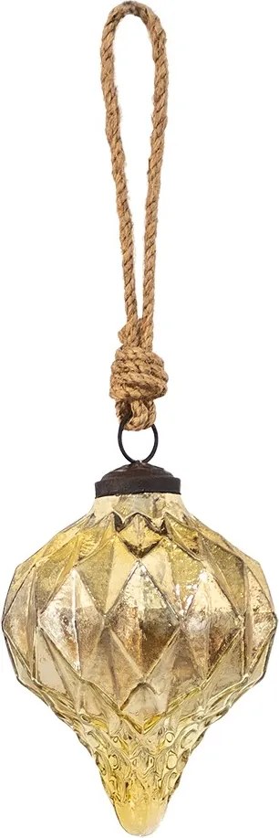 Zlatá antik skleněná vánoční ozdoba baňka M - Ø 8*10 cm