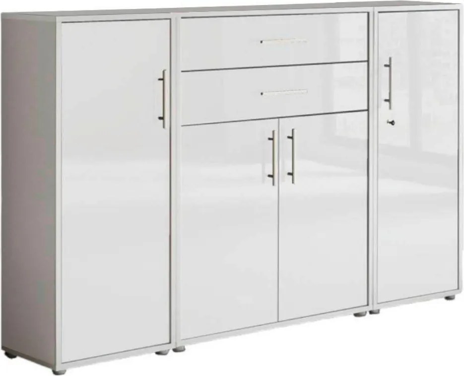 XXXLutz KANCELÁRSKA SKRIŇA, sivá, biela s vysokým leskom, 172,6/113,6/33 cm MID.YOU - Online Only kancelárie - 001067008402