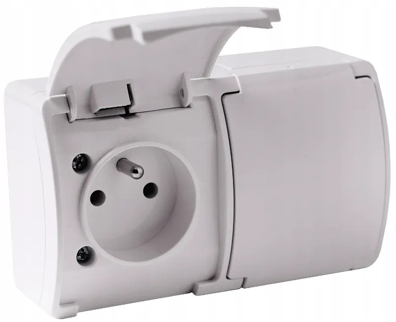 VIPLAST Dvojitá hermetická zásuvka na povrchovú montáž