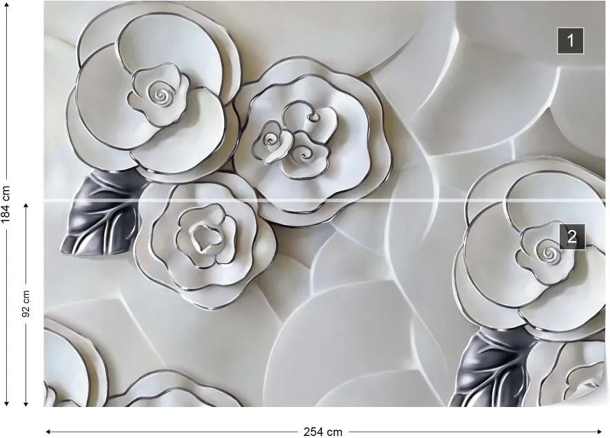 GLIX Fototapeta - Luxury 3D Flowers Vliesová tapeta  - 254x184 cm