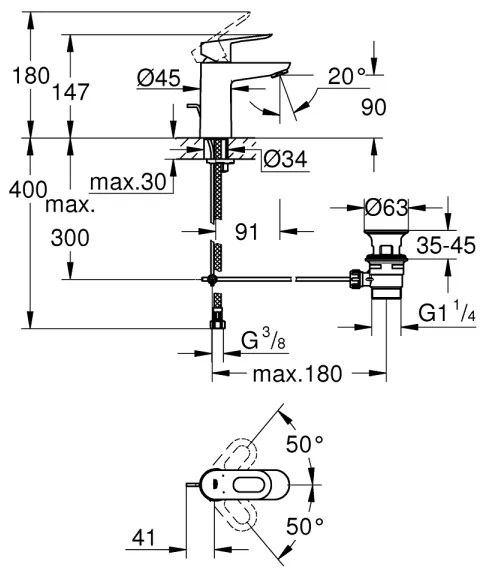 GROHE 23803000 - Umývadlová batéria EUROSMART lesklý chróm