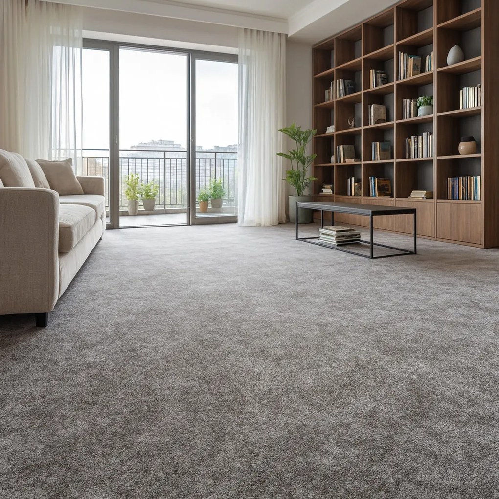 Condor Carpets, Metrážny koberec Serena 6692, na mieru, šíře 4m, šedá, filc, obývacia izba