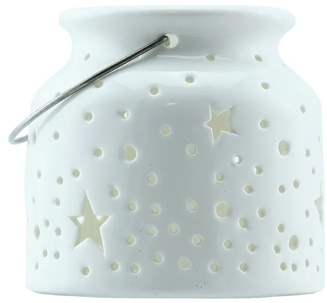 DECOLED Vianočný svietnik, 14 x 14 x 11,5 cm, biely