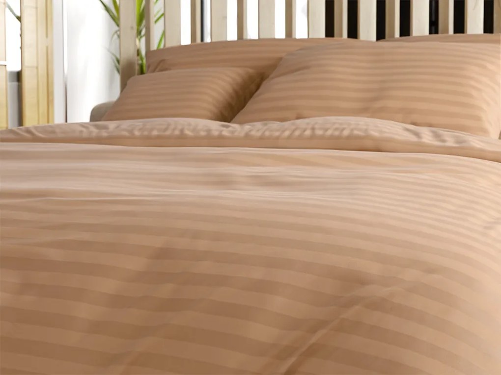Hotelové obliečky z mikrovlákna JASMINE hnedé - prúžok 2 cm, hotelové vrecko Rozmer obliečky: 70 x 90 cm | 140 x 200 cm