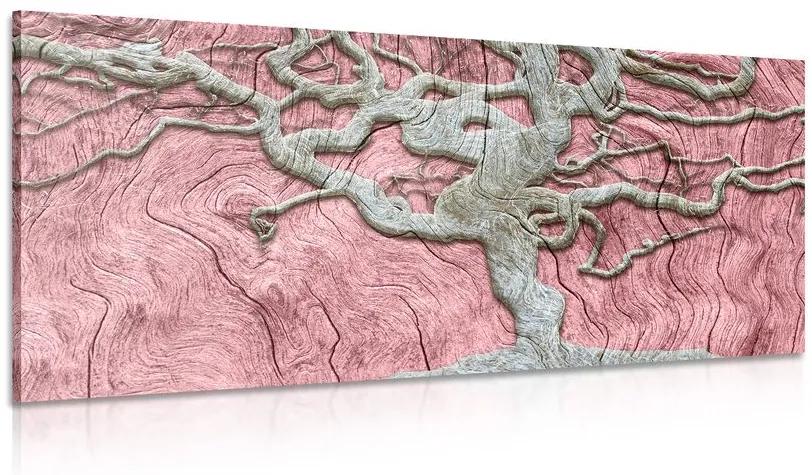 Obraz abstraktný strom na dreve s ružovým kontrastom Varianta: 120x60