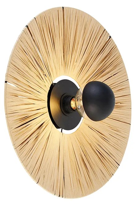 Rustikálna nástenná lampa čierna s lanom 45 cm - Leia