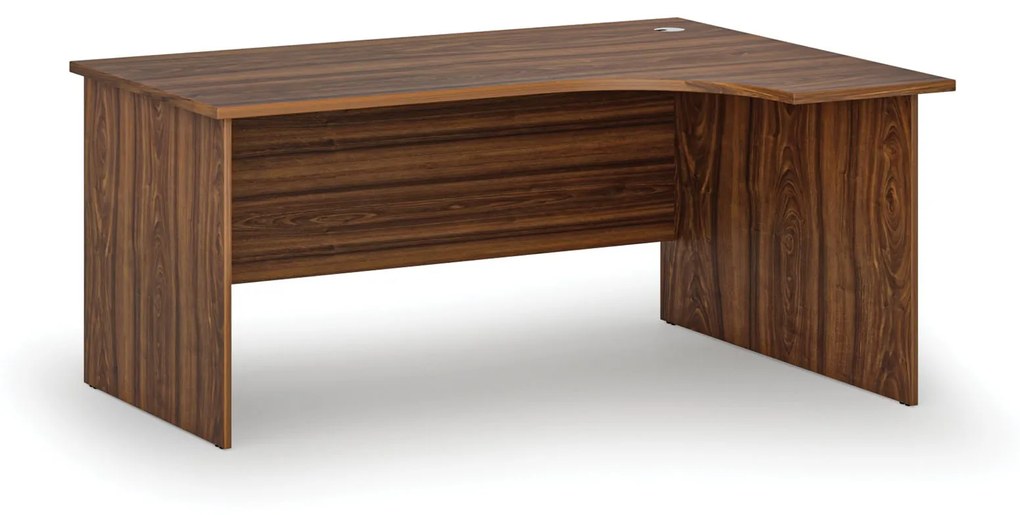 Kancelársky rohový pracovný stôl PRIMO WOOD, 1600 x 1200 mm, pravý, orech