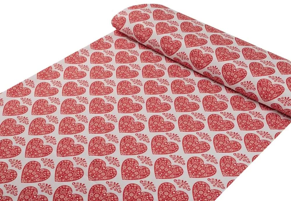 Biante Dekoračný štvorcový obrus PML-094 Červené srdcia na bielom 130x130 cm