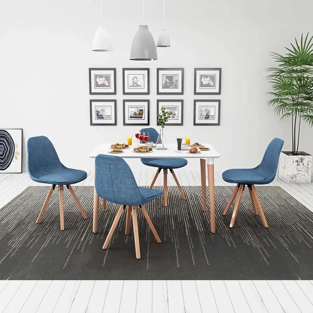 vidaXL 5-dielna jedálenská súprava stola a stoličiek, bielo-modrá