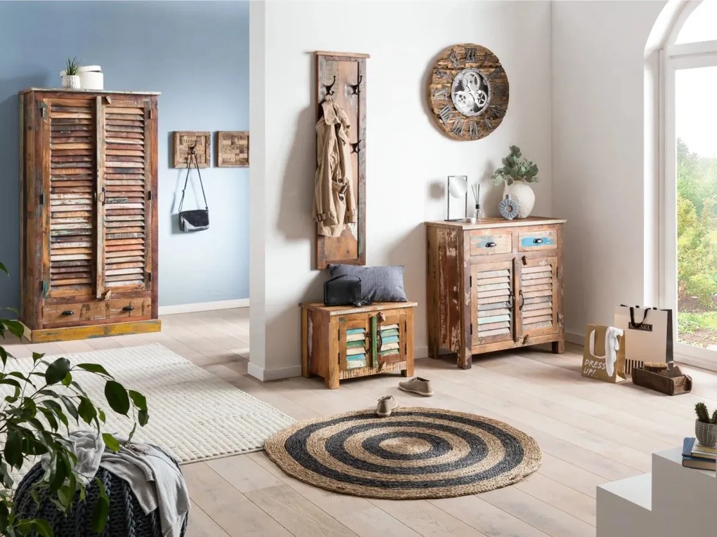 furniture-nabytek.cz - Masivní lavička Wakefield z recyklovaného dřeva, lakovaná, vícebarevná