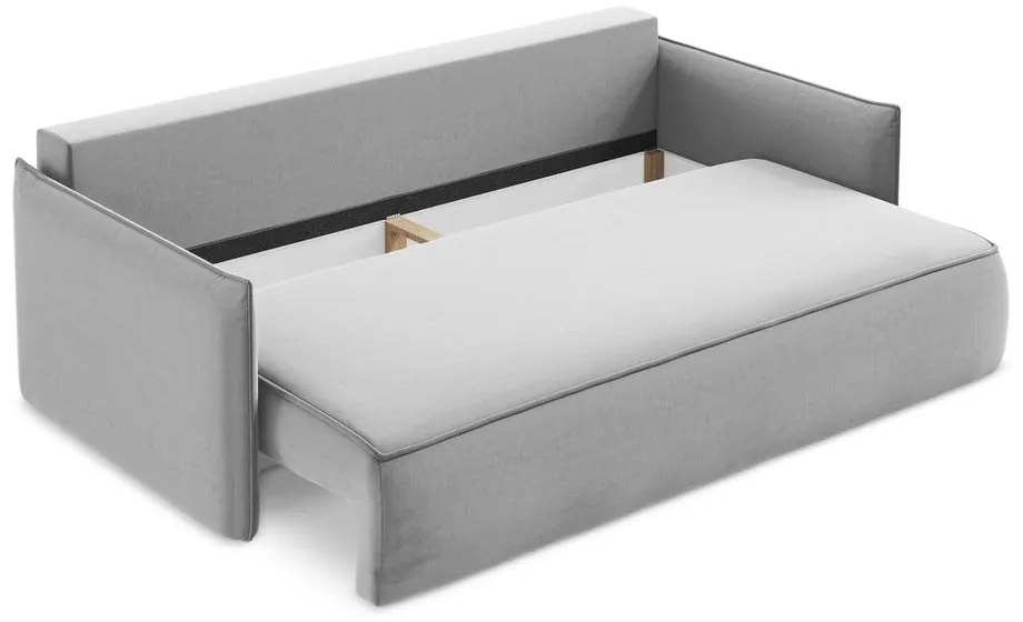 Svetlosivá zamatová rozkladacia/s úložným priestorom pohovka 225 cm Hula – Makamii