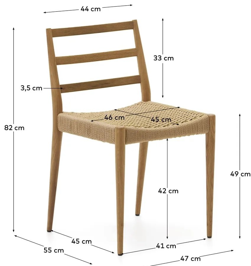 Jedálenská stolička z dubového dreva v prírodnej farbe v súprave 2 ks Analy – Kave Home