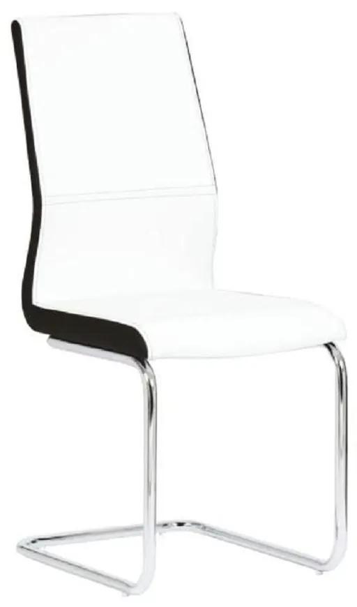 Tempo Kondela Jedálenská stolička, ekokoža biela, čierna/chróm, NEANA