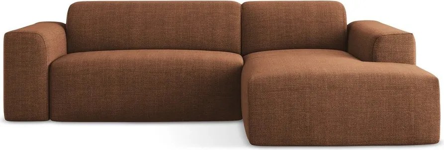 Rohová pohovka v terakotovej farbe (pravý roh/s leňoškou) Keli – Makamii