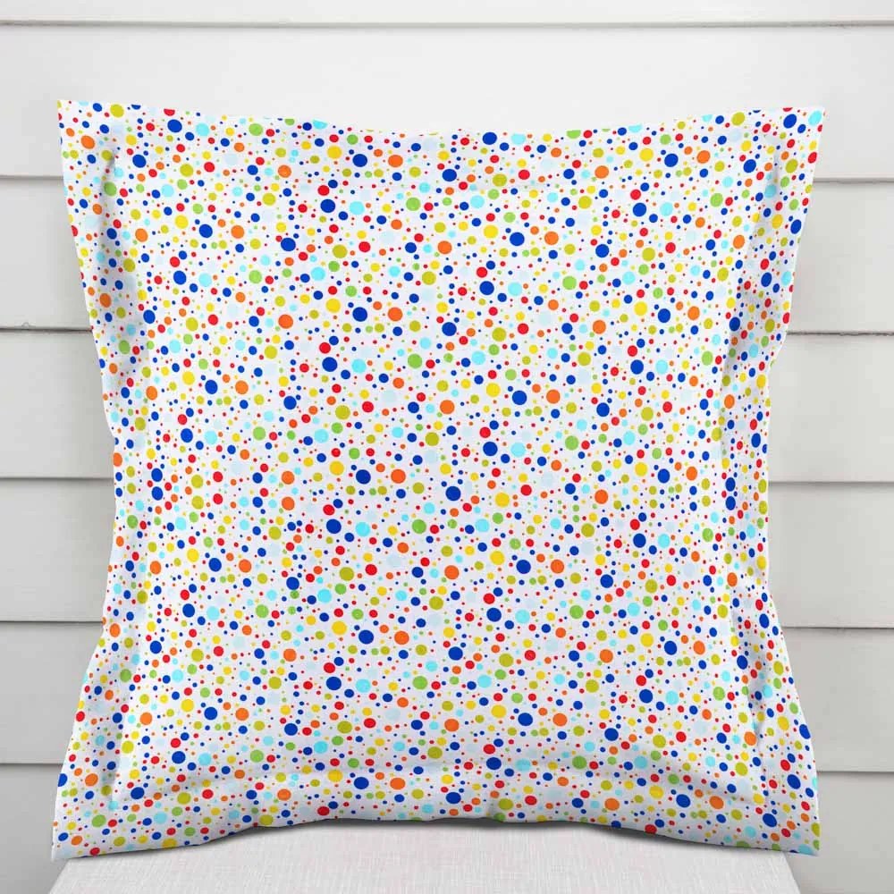 Biante Detská bavlnená obliečka na vankúš s lemom Sandra SA-006 Farebné bodky na bielom 60 x 60 cm