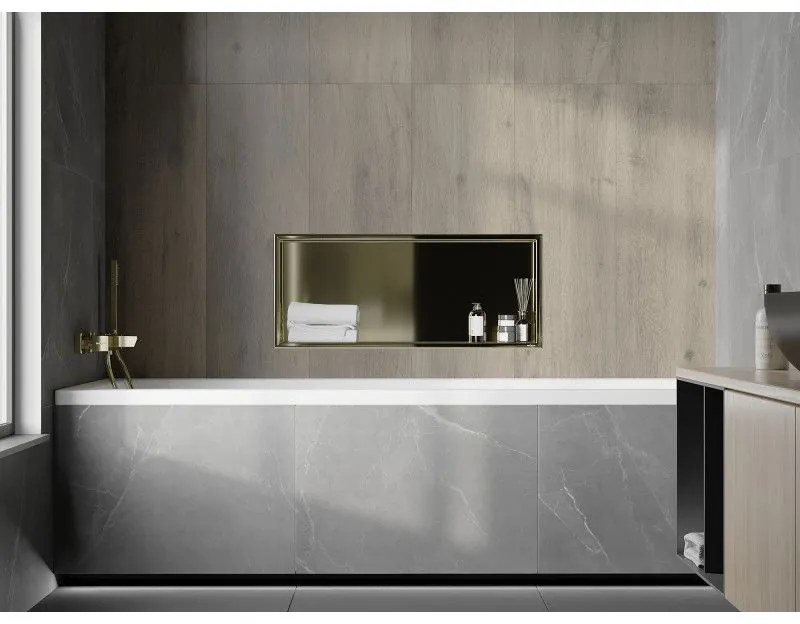 Mexen X-Wall-R, polička na zapustenie na obklad s golierom 75 x 30 cm, zlatá lesklá 1950753010