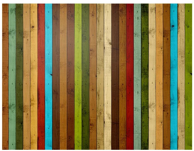 Artgeist Fototapeta - Wooden rainbow Veľkosť: 300x231, Verzia: Premium