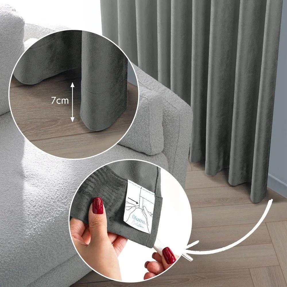 Tmavosivý zamatový dimout záves 265x225 cm Velto – Filumi