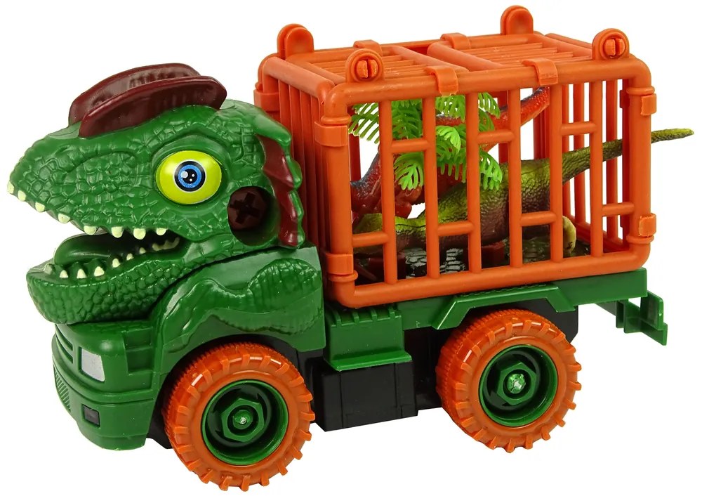 LEAN TOYS Zelený transportér Dino Truck na odskrutkovanie