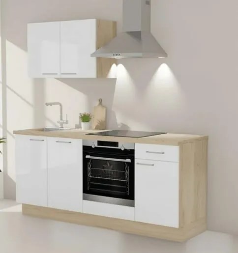 Kuchynská linka Naturel 195x60x91 cm biela mat ľavá