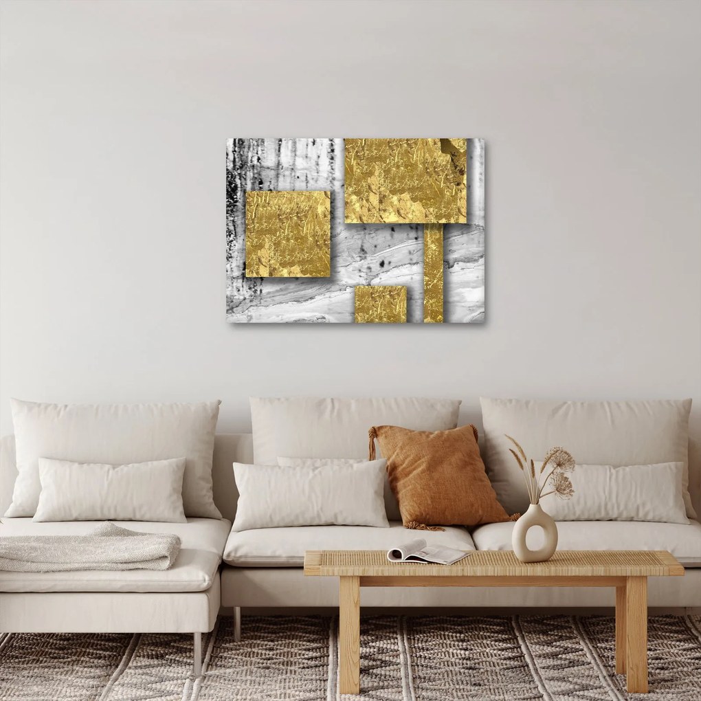 Obraz - Zlaté štvorce N⁰3 (70x50 cm)
