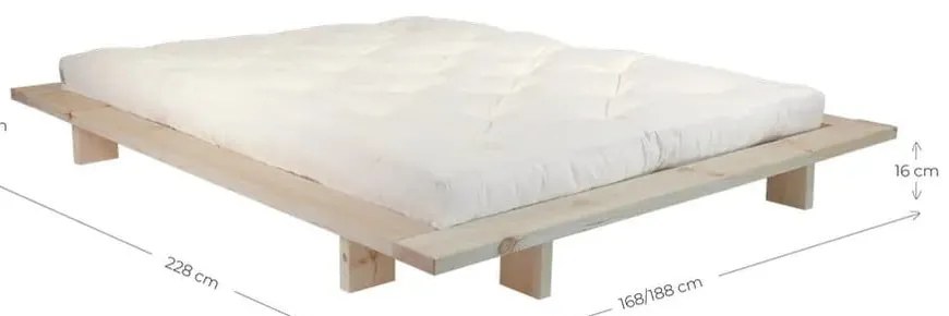 Dvojlôžková posteľ z borovicového dreva s roštom v prírodnej farbe 180x200 cm Japan – Karup Design