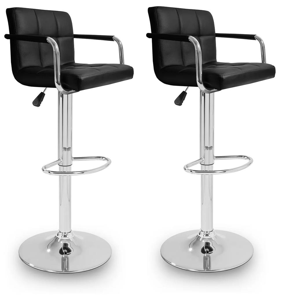 2x Barová stolička s podpierkami rúk AGA 2xMR2010BLACK - čierna