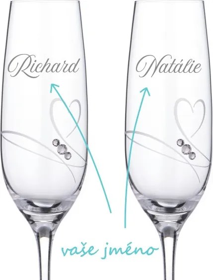 Poháre na sekt k výročiu Diamante Romance 2 ks