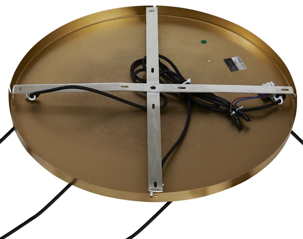 Závesná lampa bronzová s dymovým jantárovým a zeleným sklom okrúhla 4-svetlá - Bao