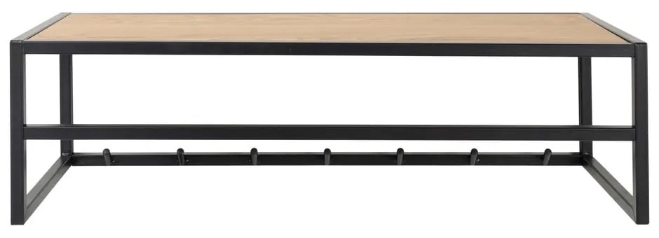 Nástenný vešiak v dekore duba s poličkou v čierno-prírodnej farbe Seaford – Actona