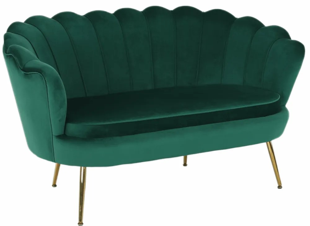 Lavica v štýle Art-deco, smaragdová Velvet látka/gold chróm-zlatý, NOBLIN