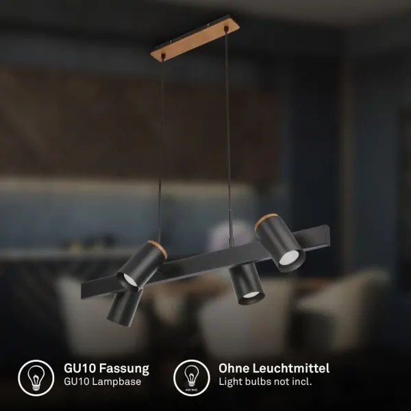 Briloner 4059045 - Závesné svietidlo ERA na lankách 4xGU10/10W/230V čierne
