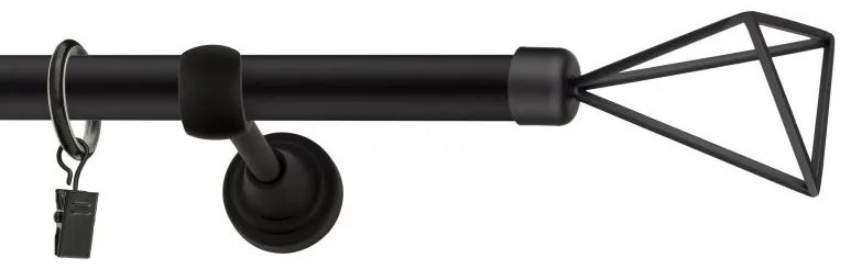 Dekorstudio Garniža jednoradová SPACE čierna matná 19mm Dĺžka: 240cm, Typ uchytenia: Držiak modern, Typ príslušenstva: Krúžky tiché so štipcami