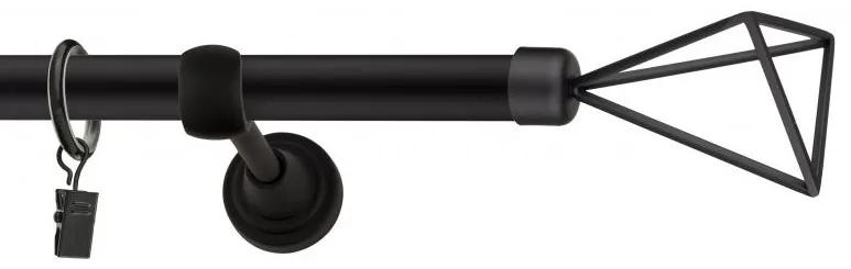 Dekorstudio Garniža jednoradová SPACE čierna matná 19mm Dĺžka: 280cm, Typ uchytenia: Držiak modern, Typ príslušenstva: Krúžky tiché so štipcami