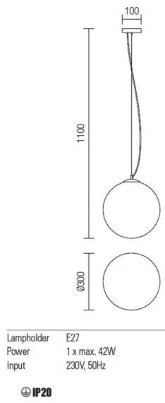 Redo 01-1065 - Luster na lanku OLA 1xE27/42W/230V