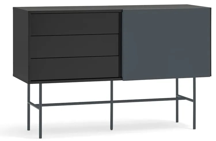Čierna/antracitová nízka komoda s posuvnými dverami 140x91 cm Nube – Teulat