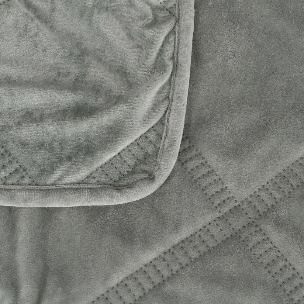 Sivozelený zamatový prešívaný pléd 230x260 cm – Ixia