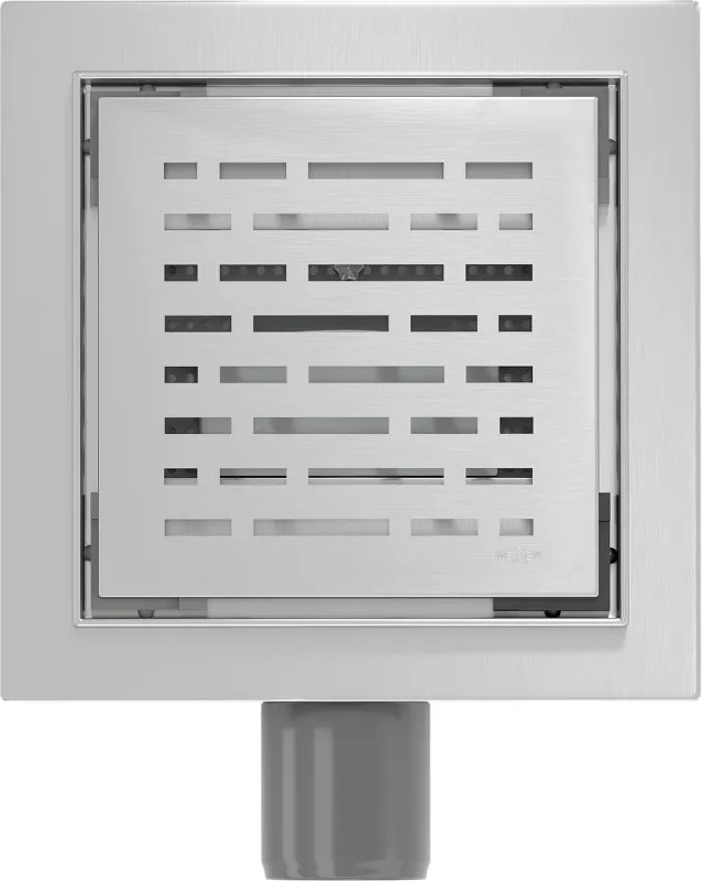 Mexen Flat-Q M01 štvorcová podlahová vpust 12 x 12 cm, brúsená oceľ - 1010312