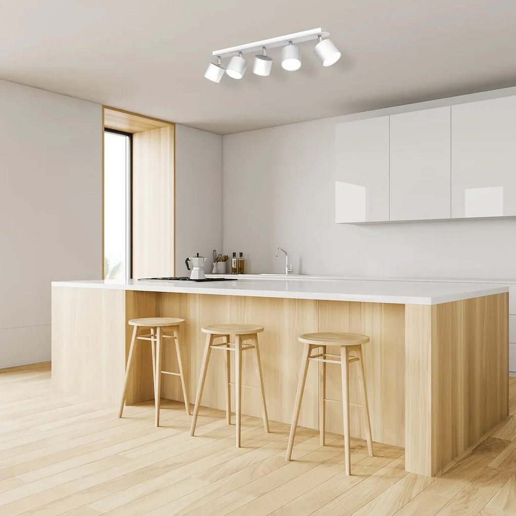 Bodové svietidlo Dixie, 5x biele kovové tienidlo, w/ch