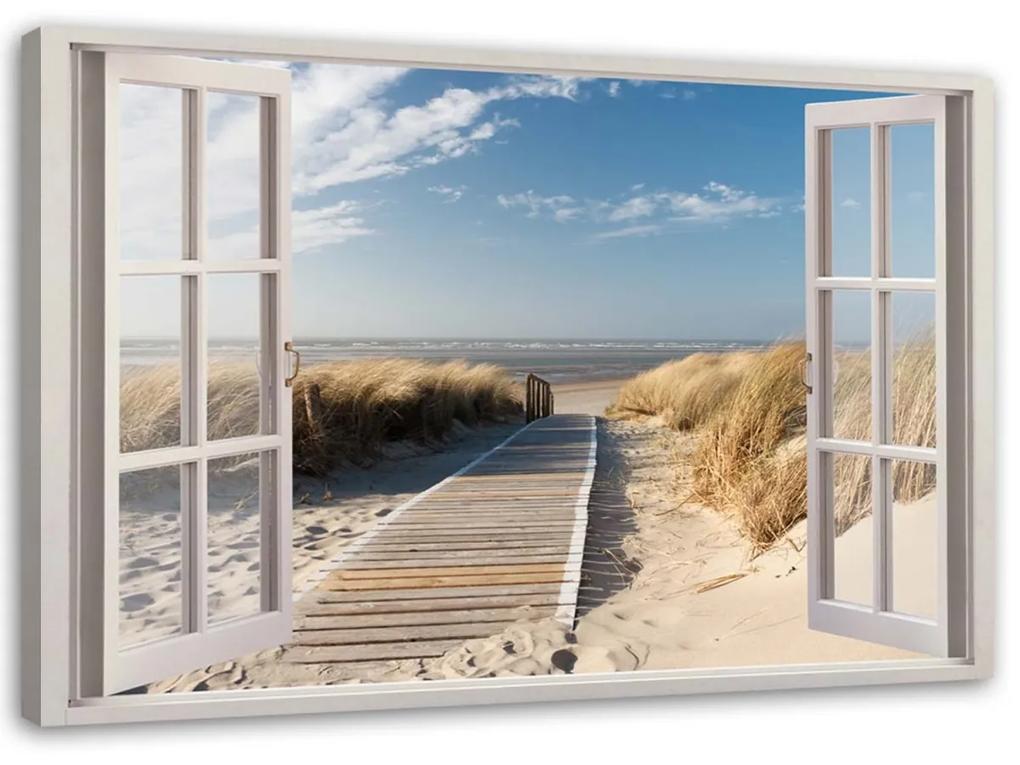 Obraz na plátně Pohled z okna na pláž - 90x60 cm