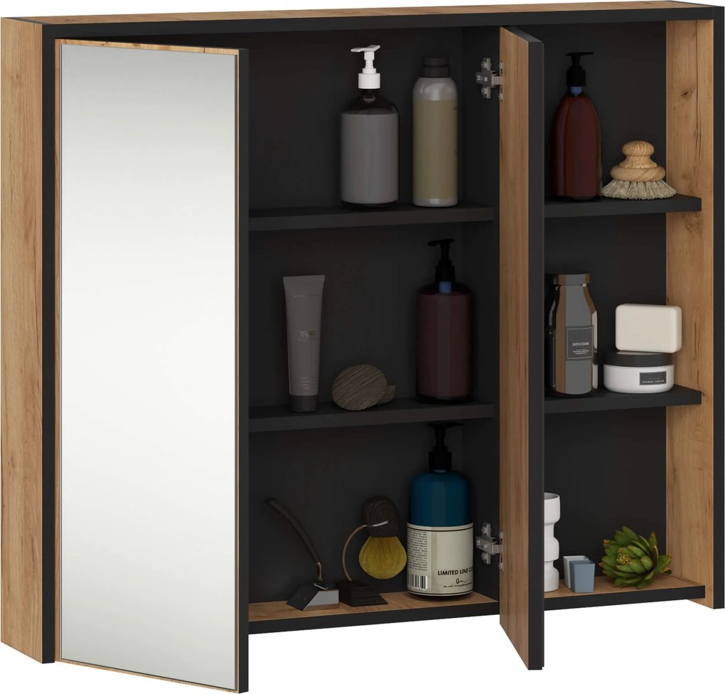 Závesná kúpeľňová skrinka so zrkadlom VAMI 90 cm - výber z 6 prevedení