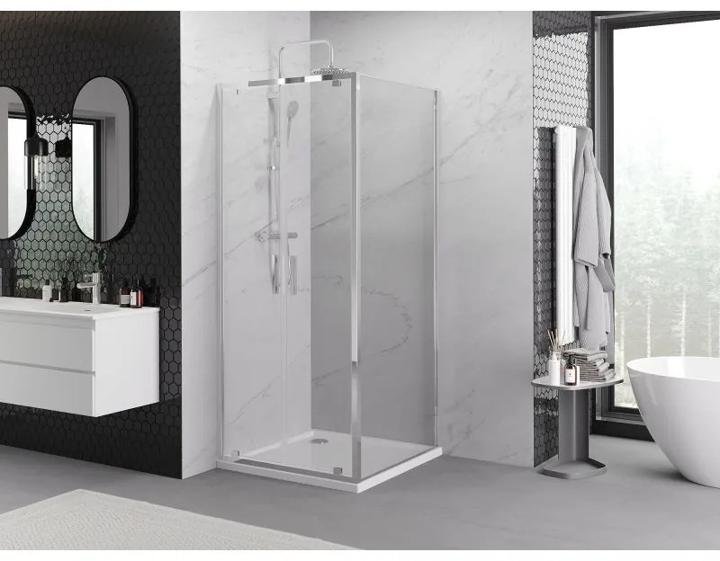 Mexen Exo, sprchovací kút s krídlovými dverami 100 x 100 cm, 6mm číre sklo, chrómový profil, 8182-100-100-01-00