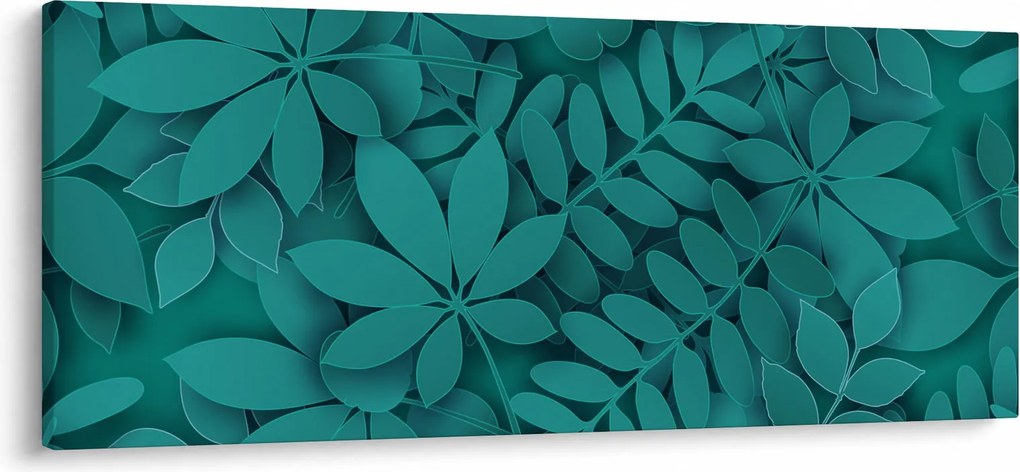 Obraz - Tyrkysové listy (120x50 cm)
