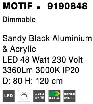 LED luster Motif 80 čierne stmievateľné