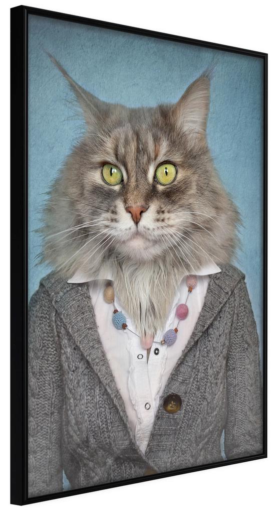 Artgeist Plagát - Mrs. Cat [Poster] Veľkosť: 20x30, Verzia: Zlatý rám s passe-partout