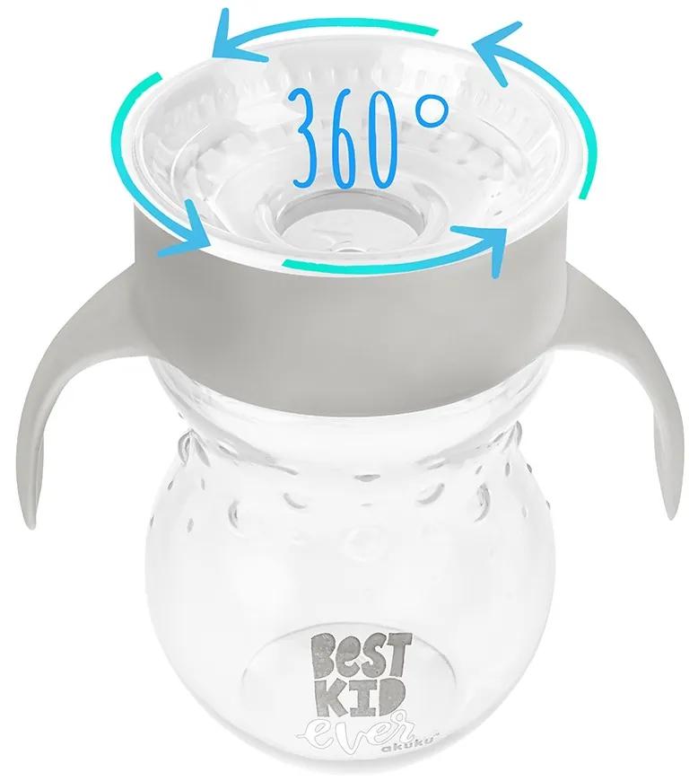 Detský kúzelný hrnček Akuku 360°-270 ml sivý