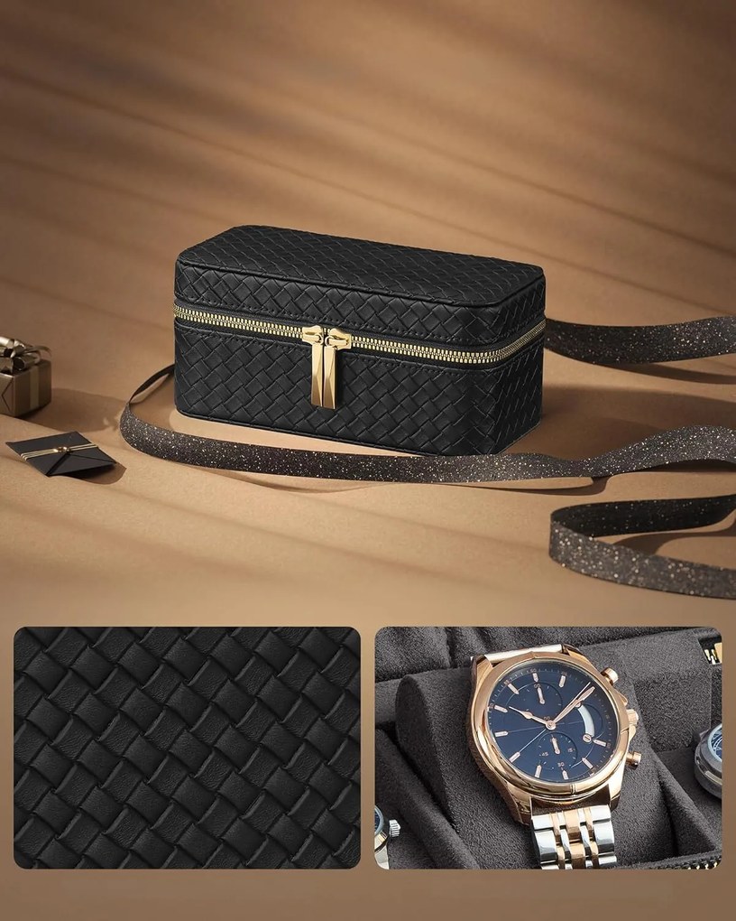 Úložný box na hodinky Lumos čierny/šedý